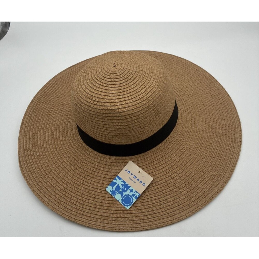 JOYWARD  Floppy Hat . Womens Folding Summer Beach Sun hat w/BLK ribbon on brim.